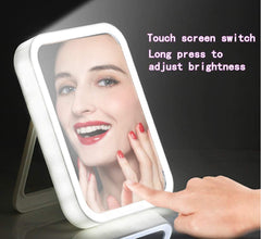 Portable Lighted Makeup Mirror – Touch Screen, Adjustable Brightness & USB Rechargeable