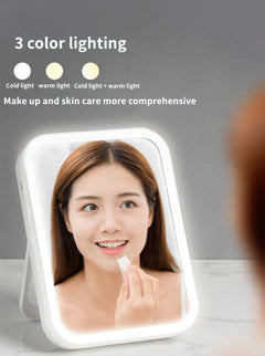 Portable Lighted Makeup Mirror – Touch Screen, Adjustable Brightness & USB Rechargeable